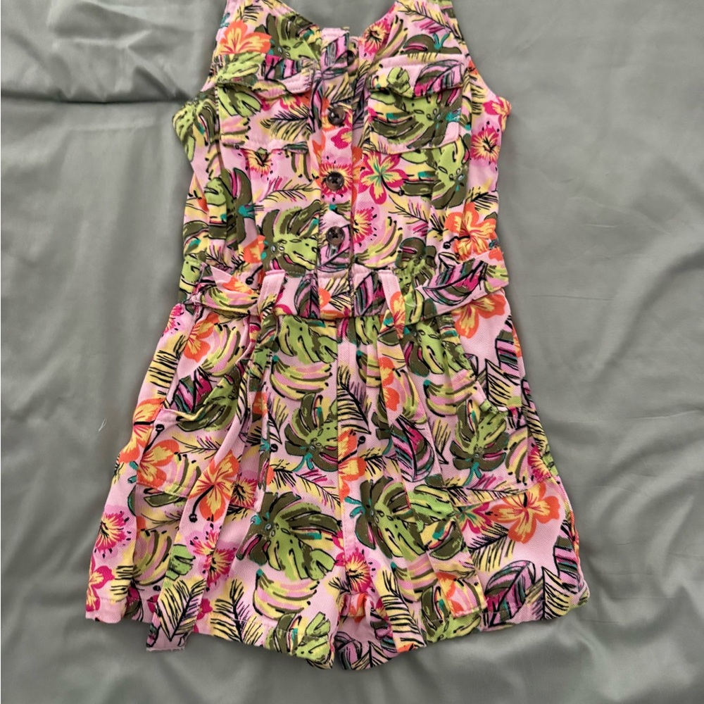 wonder nation Pink Tropical Floral One-Piece Romper